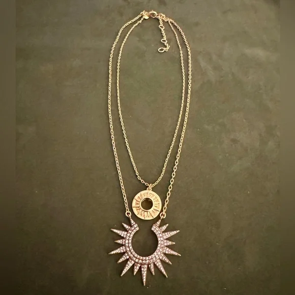 JCrew Gold Plated Starburst Layered Statement Necklace - Picture 5 of 9